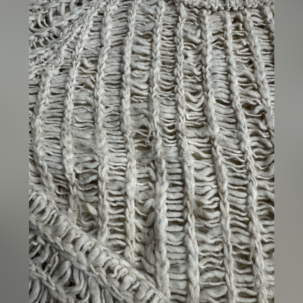 H&M Open Knit Crochet Acrylic Wool Blend Cream Sweater Sz Medium - Picture 3 of 7